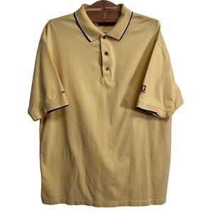 Ping Collection Polo Shirt Men L Yellow Short Sleeve Graco Logo Tipped Collar